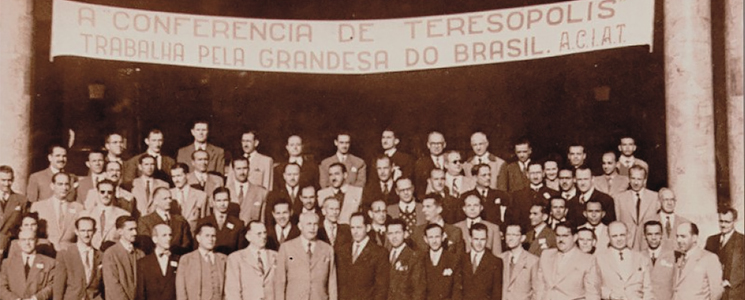 Encerramento da Conferência das Classes Produtoras, em Teresópolis, Rio de Janeiro, em 6 de maio de 1945 Encerramento da Conferência das Classes Produtoras, em Teresópolis, Rio de Janeiro, em 6 de maio de 1945