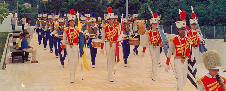 Presença da Banda Marcial Senac Marília na cerimônia de reinauguração do Senac Botucatu. Botucatu, SP, 18 de janeiro de 1986. Presença da Banda Marcial Senac Marília na cerimônia de reinauguração do Senac Botucatu. Botucatu, SP, 18 de janeiro de 1986.