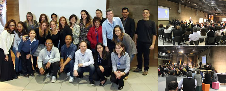 Imagens do auditório com participantes e organizadores do evento Imagens do auditório com participantes e organizadores do evento