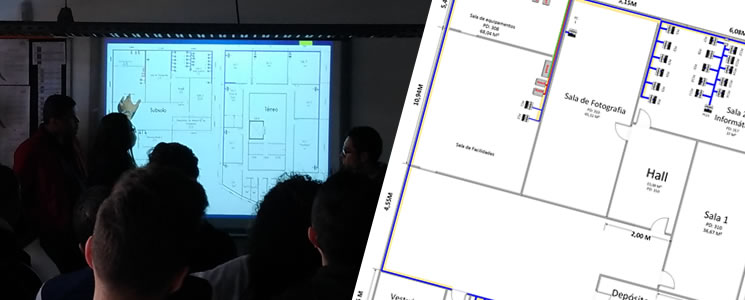 Alunos observam planta de rede do Senac Santana para desenvolver projeto de TI Alunos observam planta de rede do Senac Santana para desenvolver projeto de TI