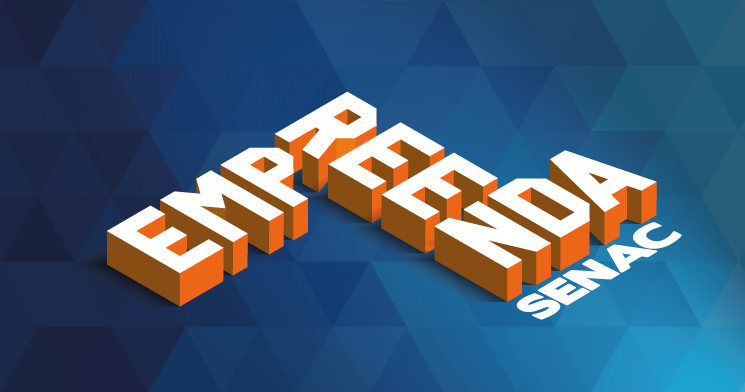 Imagem com fundo azul e a frase Empreenda Senac escrita em laranja e branco Imagem com fundo azul e a frase Empreenda Senac escrita em laranja e branco