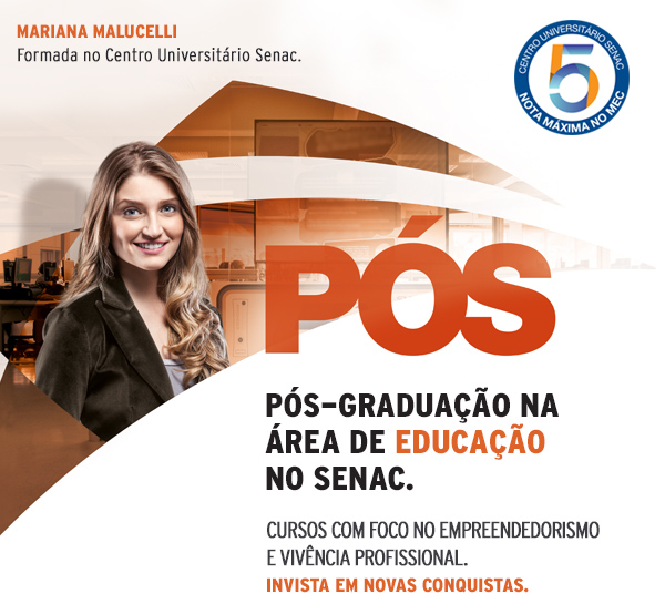 Pós-graduação na área de Educação no Senac.