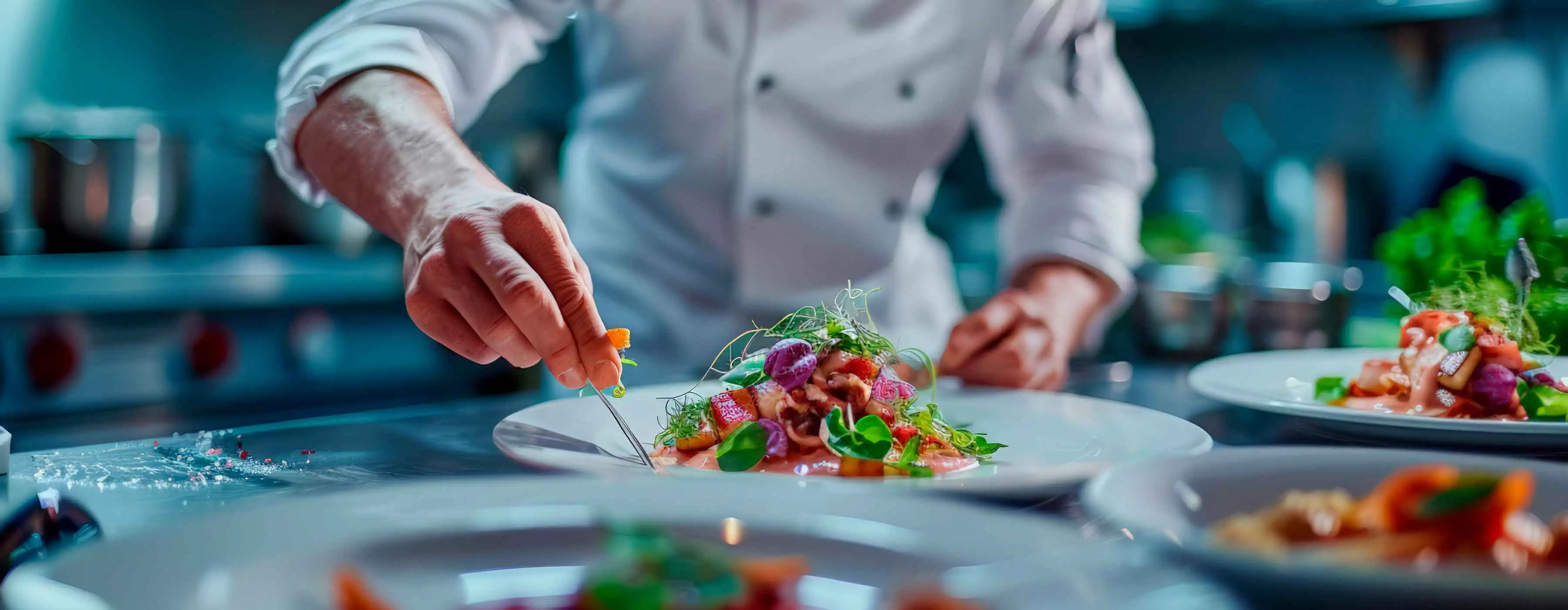Foto de pessoa colocando itens em um prato de comida
