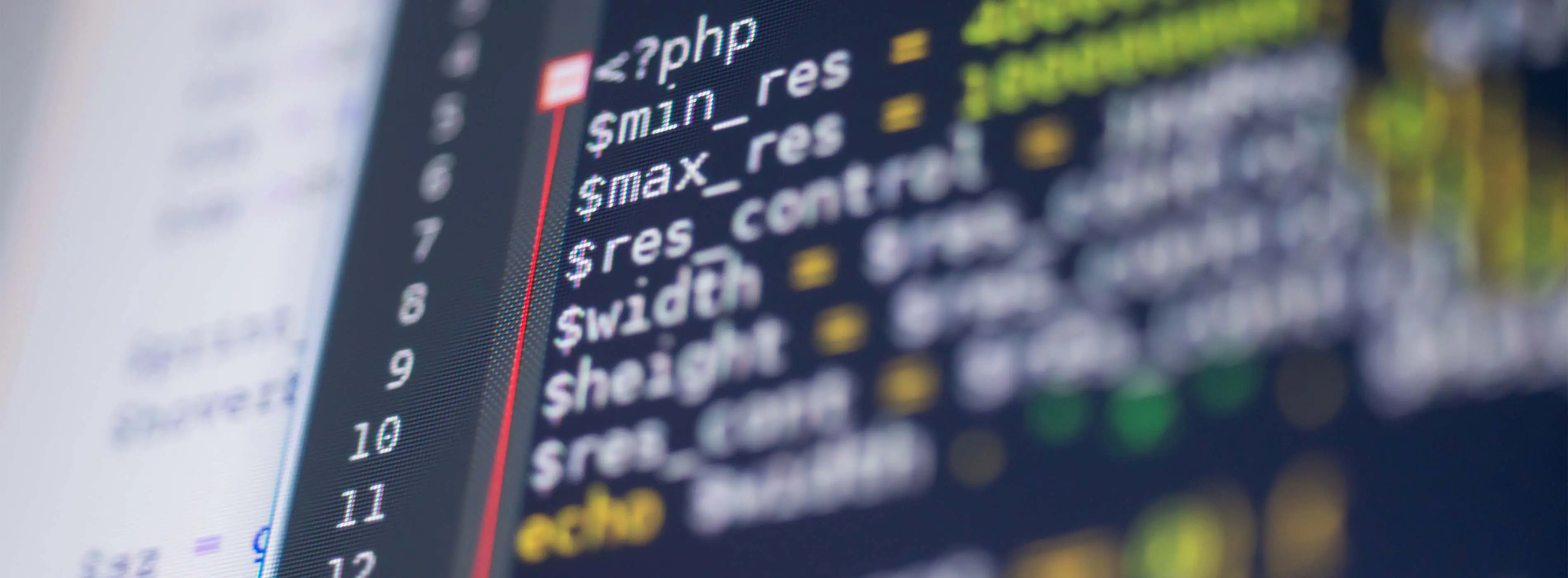 Imagem em close de códigos de programação em um monitor.