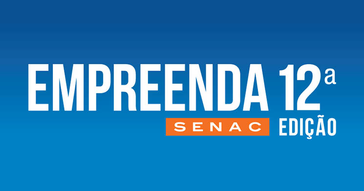 Palavra Empreenda escrita em letras brancas e fundo azul e palavra Senac abaixo em letras brancas em retângulo laranja Palavra Empreenda escrita em letras brancas e fundo azul e palavra Senac abaixo em letras brancas em retângulo laranja